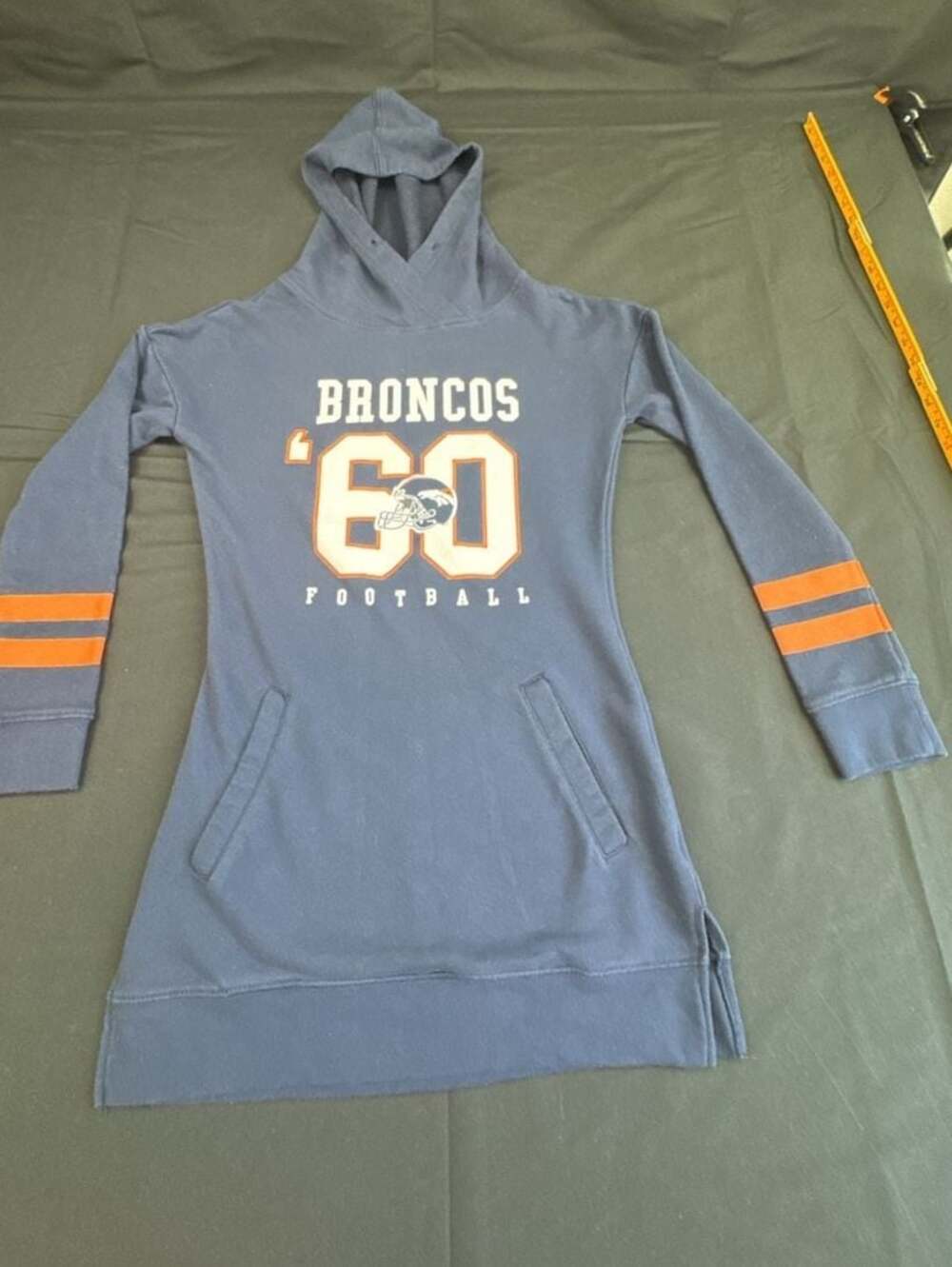 NFL  Denver Broncos 60 Football Navy Blue Tunic Hoodie Sweatshirt Women's Small
